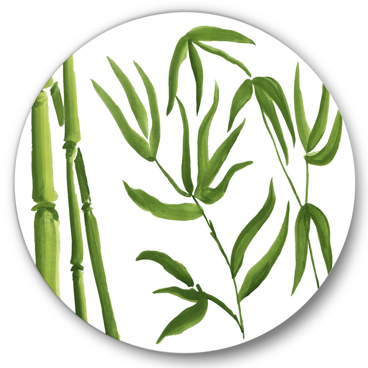 Designart - Bamboo Branches In The Forest IV - Tropical Metal Circle Wall Art